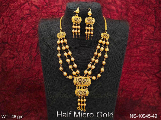 Yakshami Layer Golden high polish beaded Mala Neckalce with Jhumka for women and girls