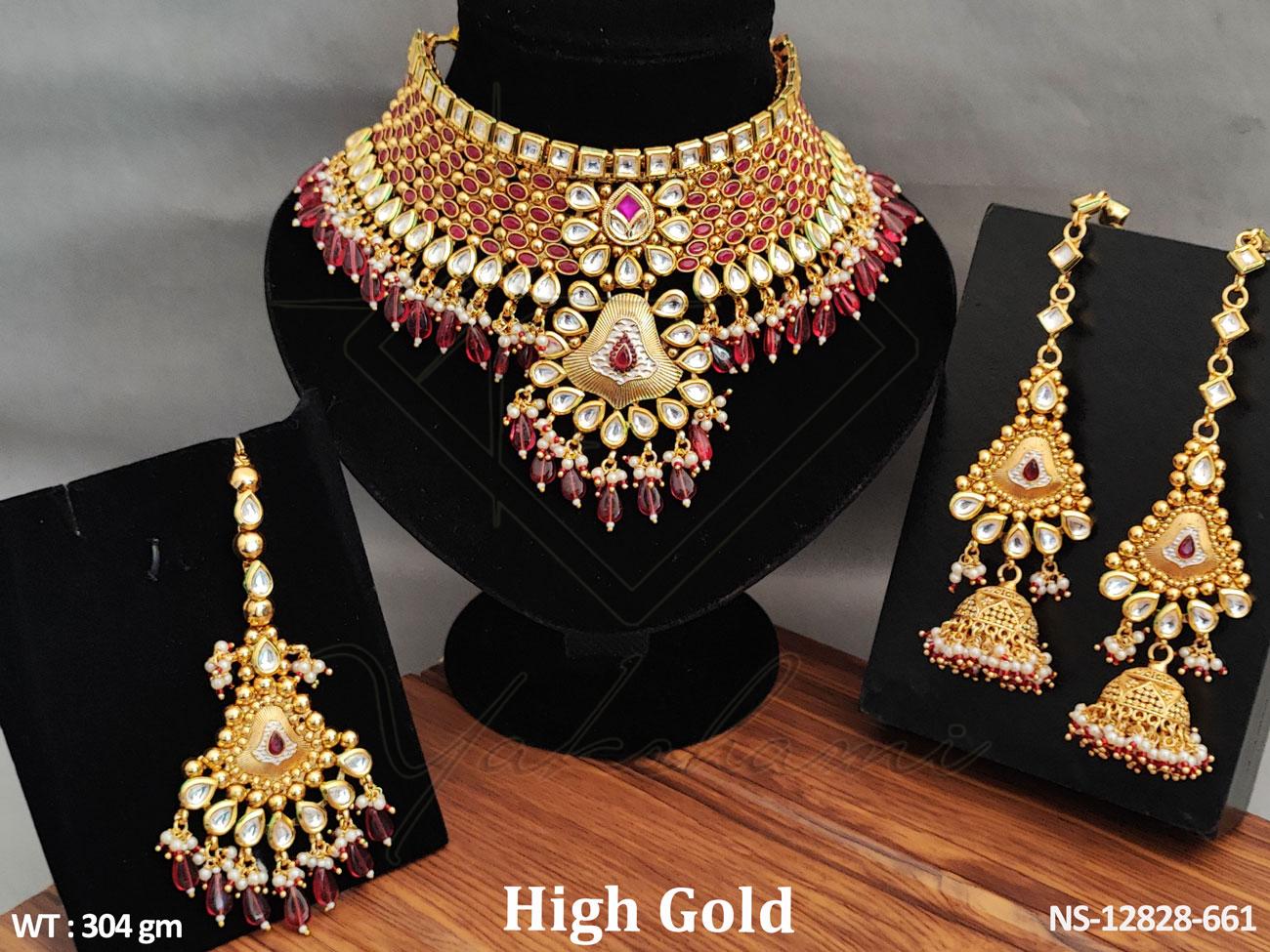 Yakshami Kundan Jewellery High Gold Polish Clustered Pearl Fancy Style Dulhan Set for women