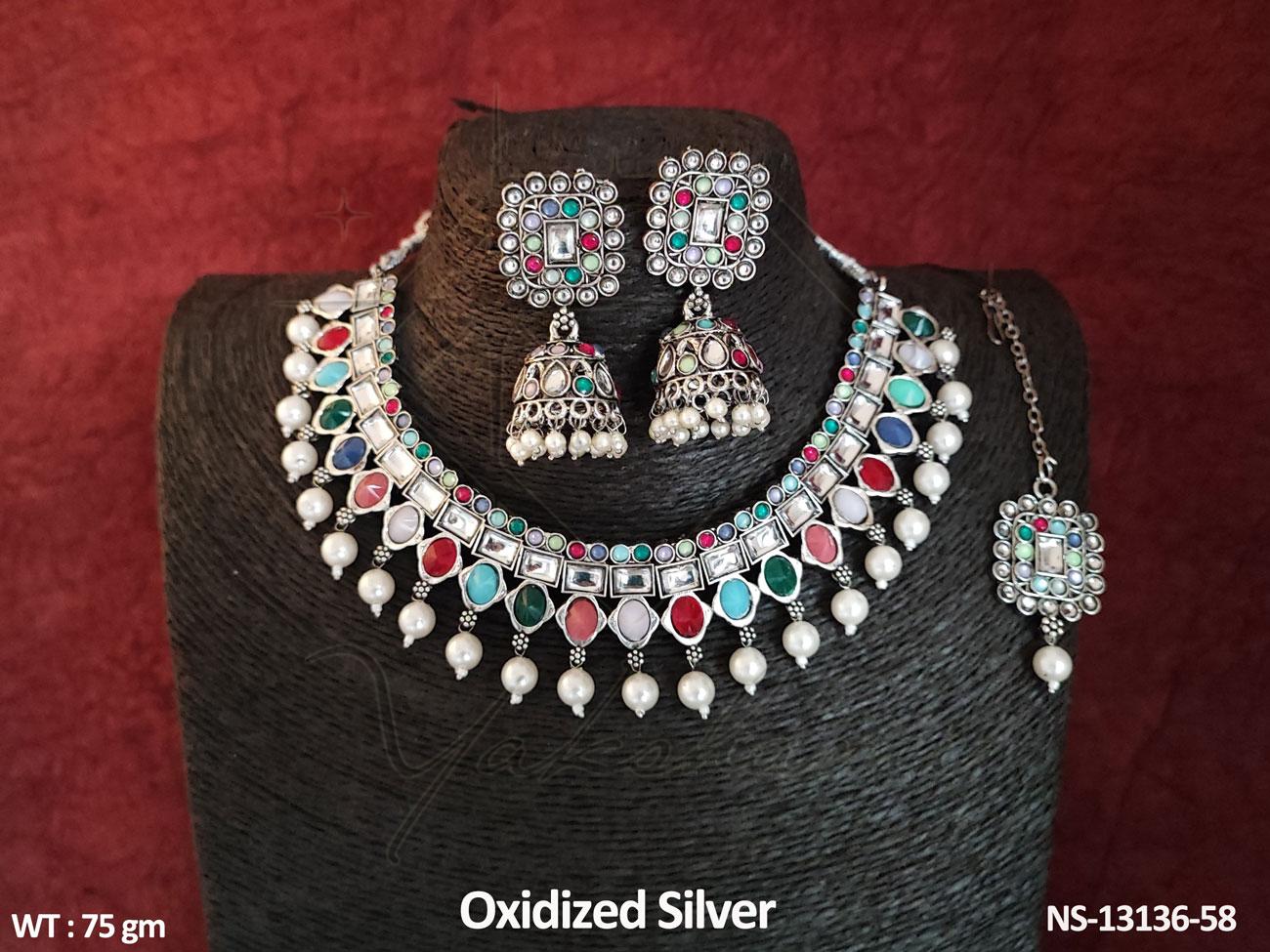 Oxidised Necklace NS-13136-58