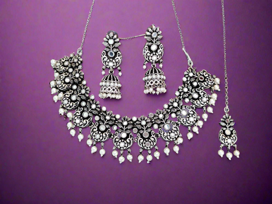 Oxidised Necklace NS-13225-58