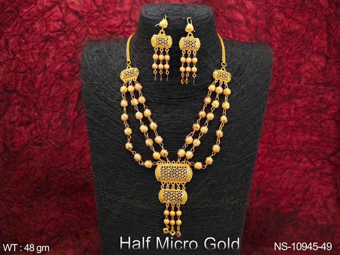 Yakshami Layer Golden high polish beaded Mala Neckalce with Jhumka for women and girls