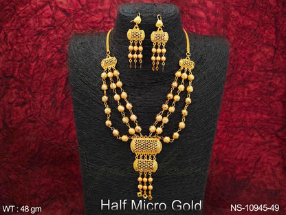 Yakshami Layer Golden high polish beaded Mala Neckalce with Jhumka for women and girls