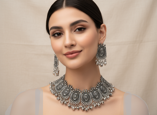 Oxidised Necklace NS-10780-38