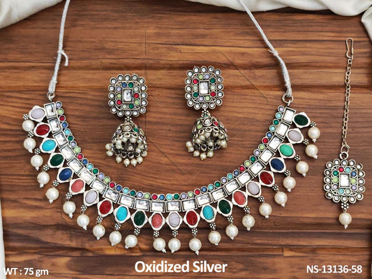 Oxidised Necklace NS-13136-58