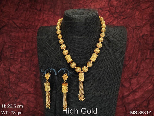  Yakshami Golden High polish beaded Mala Neckalce with Jhumka drop earrings for women and girls