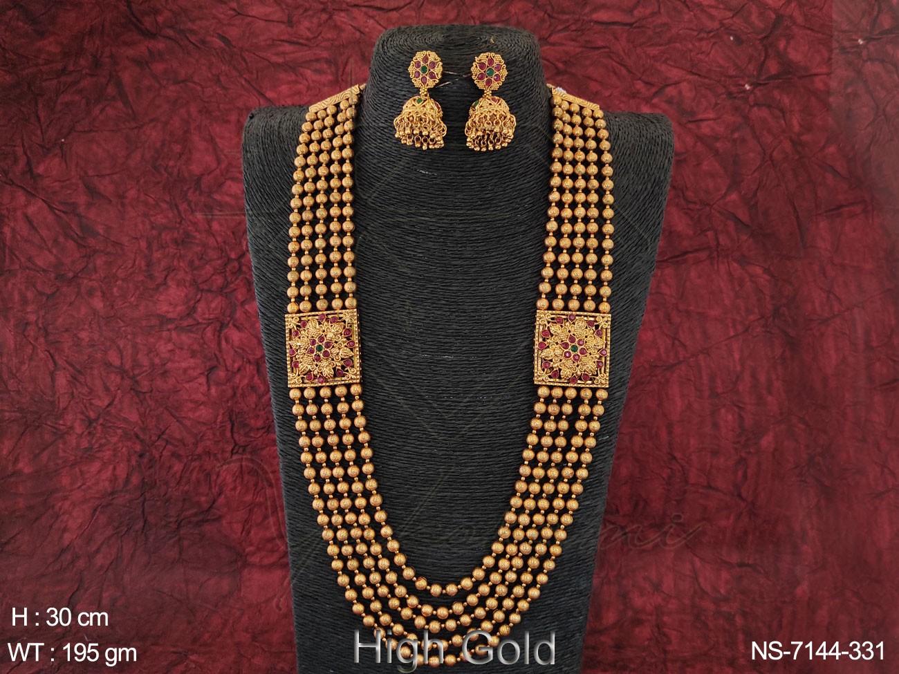 Yakshami Layer Golden high polish beaded Mala Neckalce with Jhumka for women and girls