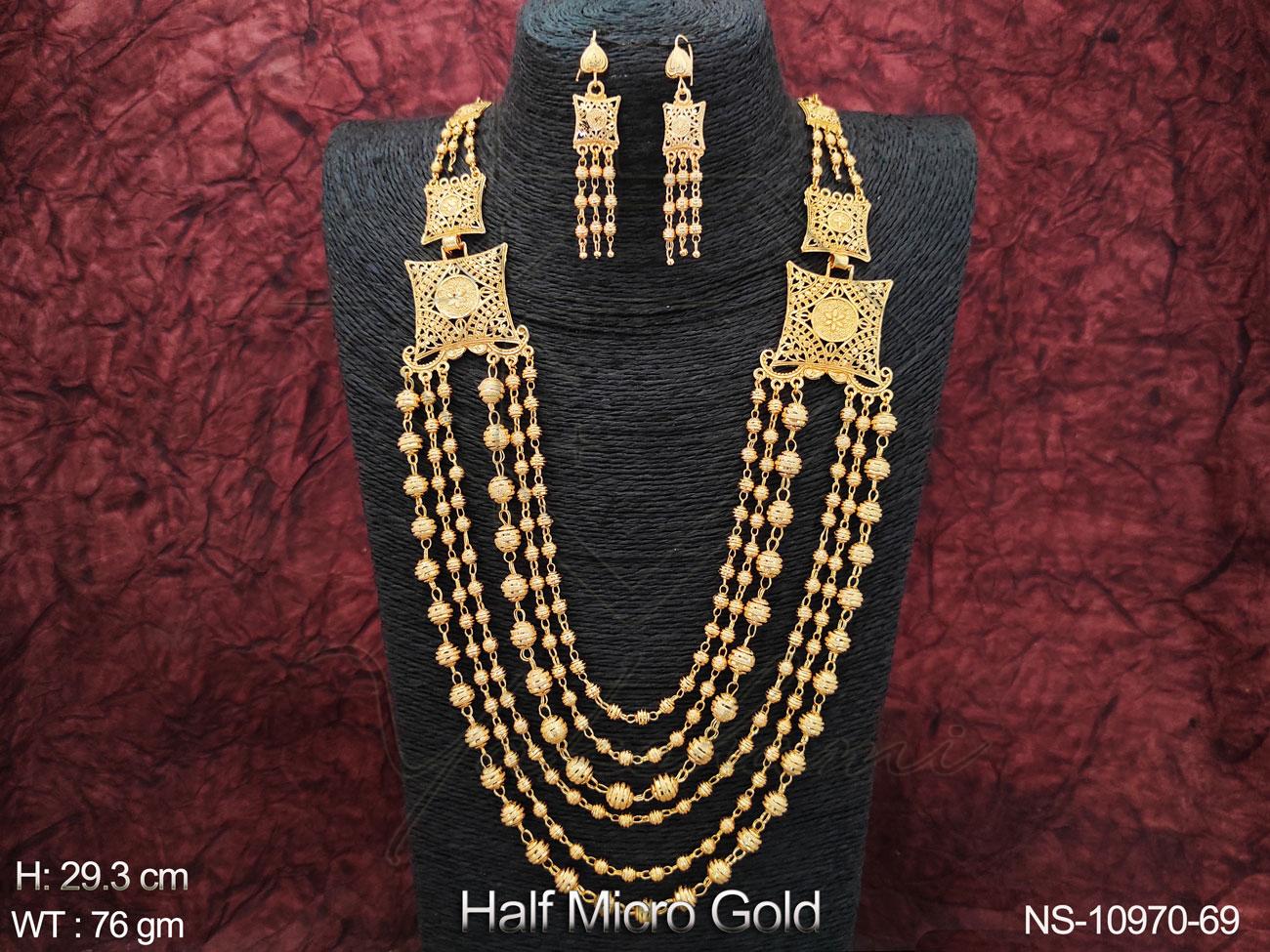 Yakshami Layer Golden high polish beaded Mala Neckalce with Jhumka for women and girls